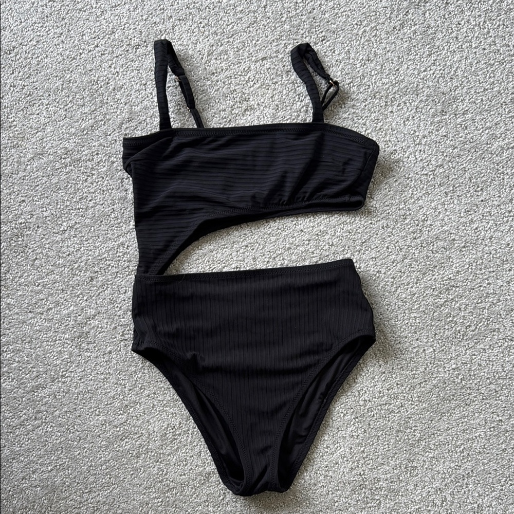 Shade & Shore Black Cut-Out One Piece Swimsuit